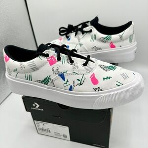 NWT Converse Skid Grip CVO Sneakers Unisex Archive Print - White Geometric 80’s